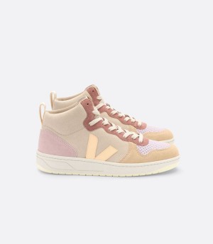 Veja V-15 Suede Ženske Visoke Tenisice Bež Roze | BHX8358NQ