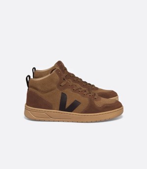 Veja V-15 Suede Ženske Visoke Tenisice Smeđe Crne | PBM778IN